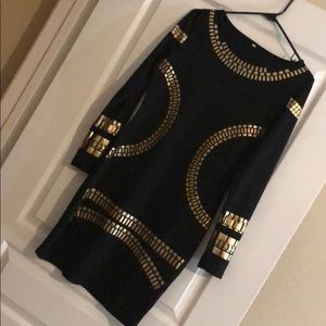 Black and gold sweater dress worn once